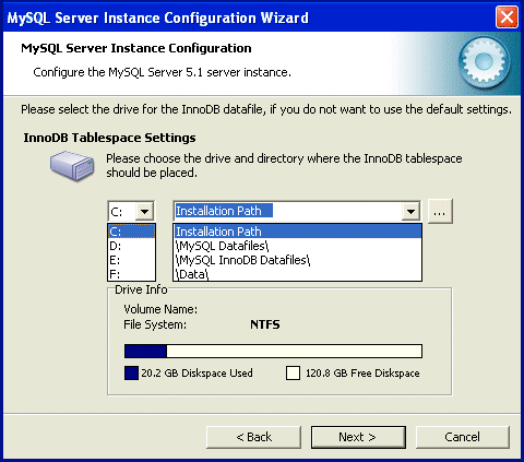 Installing MySQL InnoDB Datafile Pic