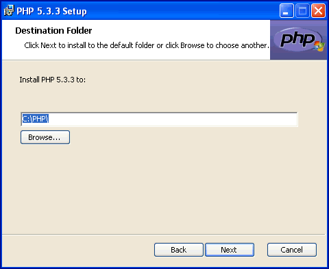 PHP 5.3.3 Destination Folder