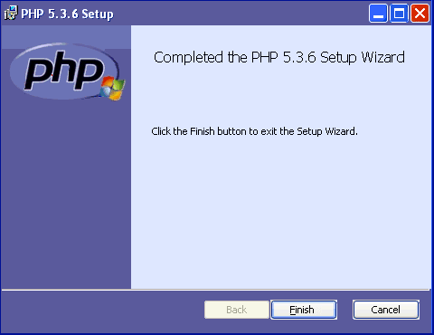 Completed PHP 5.3.6 Setup Wizard